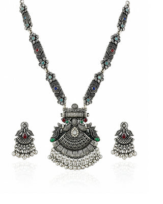 Puja Iconic Oxidized Necklace Set - Amba