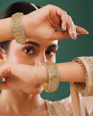 Zevarly Ramika American Diamond Broad Bangle