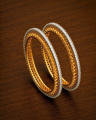 Sleek Heritage Gold Tone Single Line Bangles - Namisha