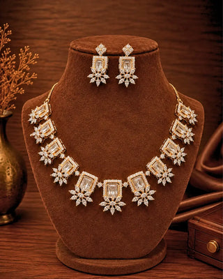 Rajwadi Gold Silver Plated Necklace Set - Anita