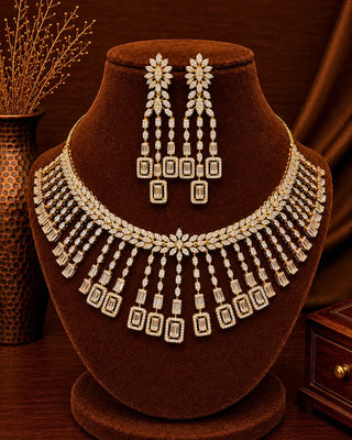 Wedding Wear Fashionable Two Tone Necklace Set - Abhilasha