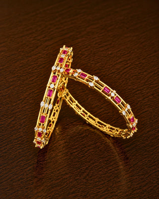 Zevarly Riya American Diamond Bangles Gold Plated Design