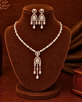 Rose Plated Lite Weight Partywear Necklace Set - Aadhya