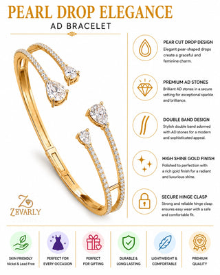 Pearl Drop Elegance AD Bracelet -Clara