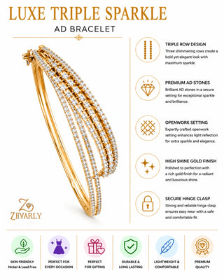 Luxe Triple Sparkle AD Bracelet -Madhika