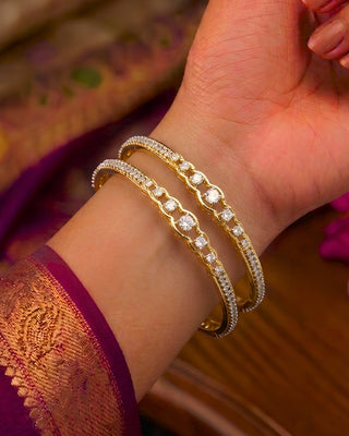 Elegant American Diamond Real Look Bangles - Ashira
