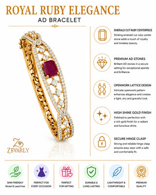 Royal Ruby Elegance AD Bracelet -Mahiri