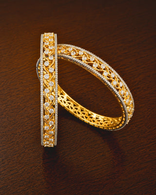 Zevarly Rashmi Gold Plated American Diamond-Studded Bangles