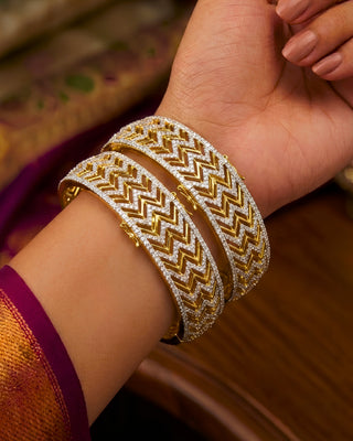Zevarly Ramika American Diamond Broad Bangle