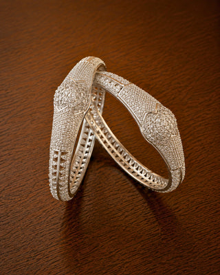 Zevarly Muskaan American Diamond Silver Plated Bangles