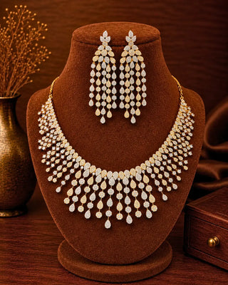 Weddingwear Luxury Heavy CZ Necklace Set - Arna