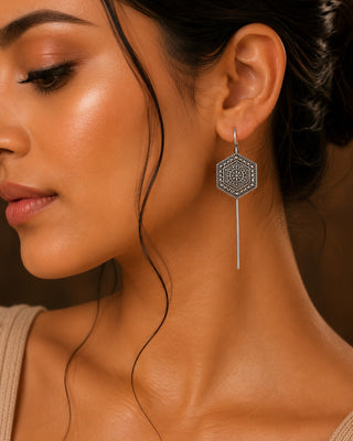 Zevarly Ishira Glow Oxidised Earrings
