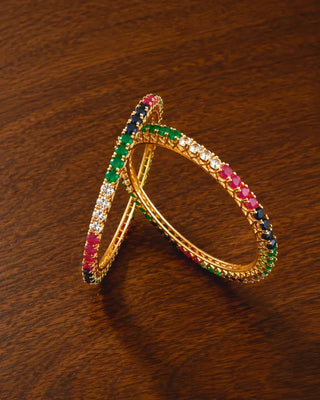 Ethnic AD Bangles Gold Plated design - Khushi