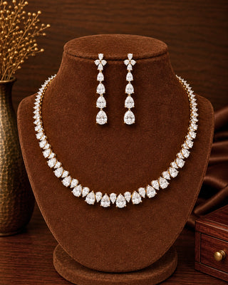 Zevarly Ruchi Retro Solitare Style Necklace Set