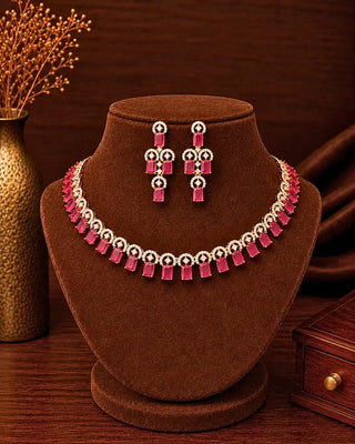 Ruby Octo Drop All Over Stupendous Necklace Set - Kathleen
