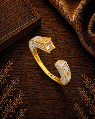 Luxe Cube Unique Stylish AD Gold Plated Bracelet
