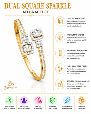 Dual Square Sparkle AD Bracelet -Sreena