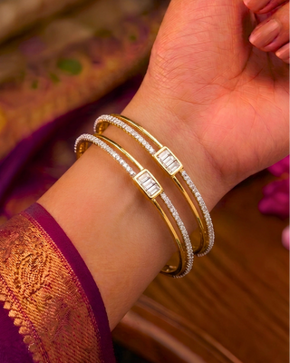Sleek Stylish Star CZ Bangles - Chitra