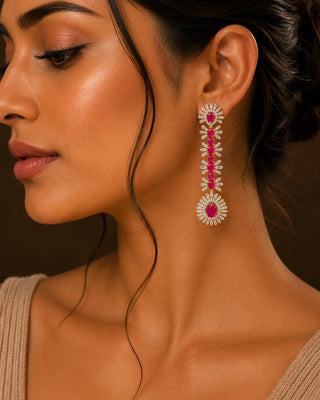 Zevarly Rubi American Diamond Earrings