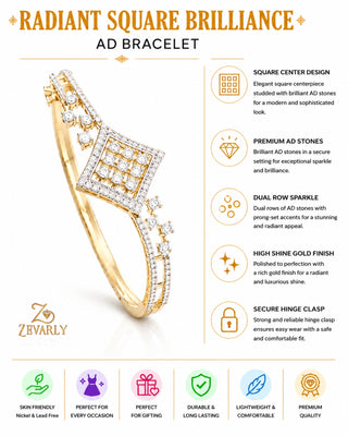 Radiant Square Brilliance AD Bracelet -Nisha