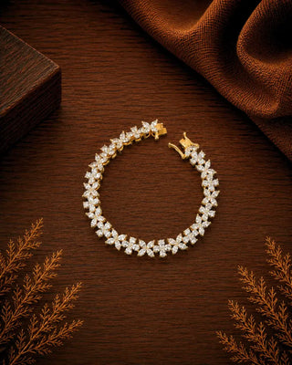Subtle Marquee AD Gold Plated Bracelet - Daisy