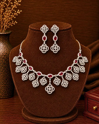 Silver Plated Colorful Partywear Necklace Set - Aarohi