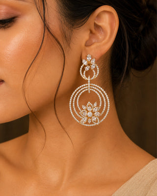 Zevarly Lunar Grace AD floral Earrings