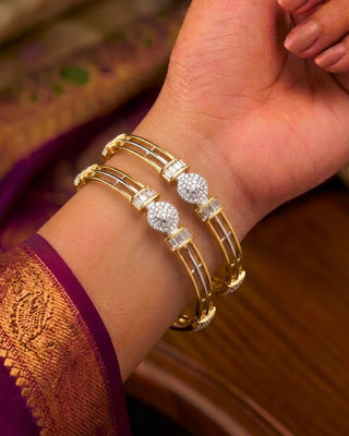 Three Wire Ball CZ Partywear Bangles - Paridhi