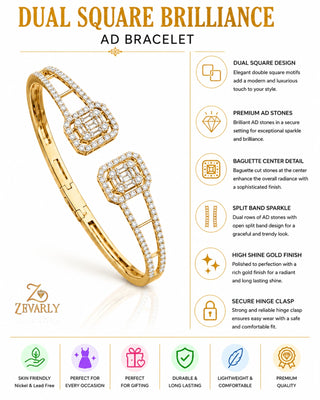 Dual Square Brilliance AD Bracelet -Amrita