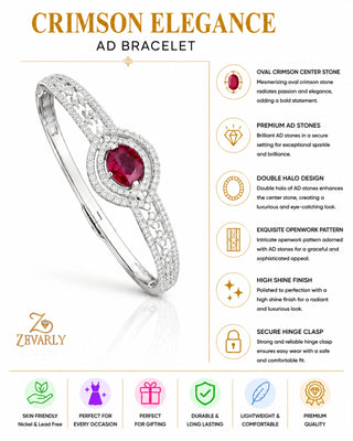 Crimson Elegance AD Bracelet -Jeevika
