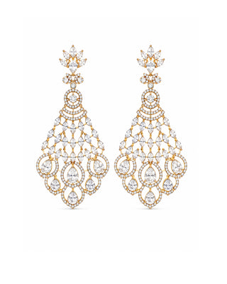 Feather Sparkling AD Long Earrings - Aliaa - AD Earring | Zevarly (Image 2)