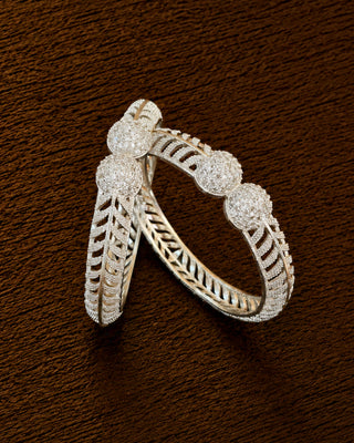 Zevarly Maya American Diamond Silver Plated Bangles