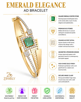 Emerald Elegance AD Bracelet -Lisa