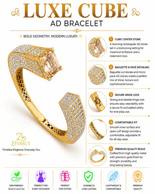 Zevarly Maera Unique Stylish AD Gold Plated Bracelet