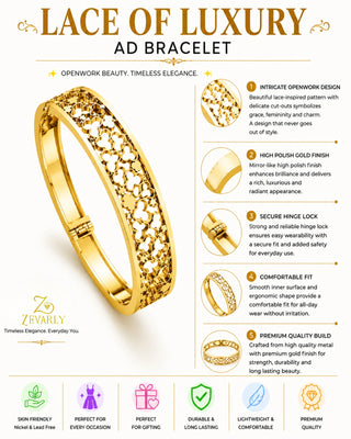 Zevarly Elzira Flex One Gram Gold Plated Bracelet