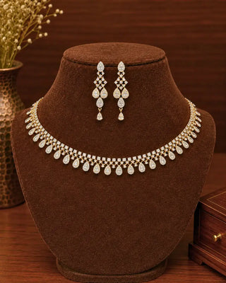 Star Cz Refined Beauty TwoTone Necklace Set - Anvisha