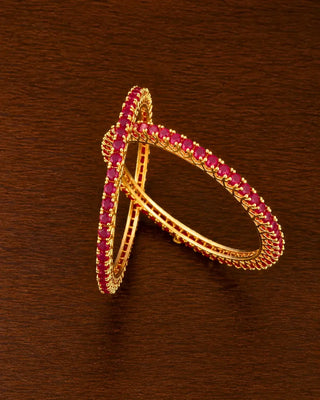 4mm Colorful AD Single line Gold Plated Bangles - Arpita