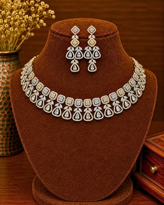 Wedding Wear Fine Premium Standard CZ Necklace Set - Neelam
