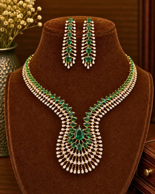Incredibly Sea Green Modern Necklace Set - Advika