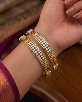Classic American Diamond Bangles Set - Suramya