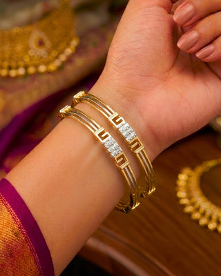Triple Spark G Pattern Daily Wear AD Bangles - Shivina