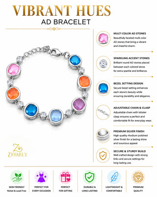 Zevarly Alice Artful Multicolor AD Bracelet