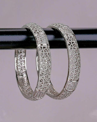 Upasana American Diamond Silver Plated Bangles - AD Bangles | Stone Detail View | Buy Online India | Zevarly