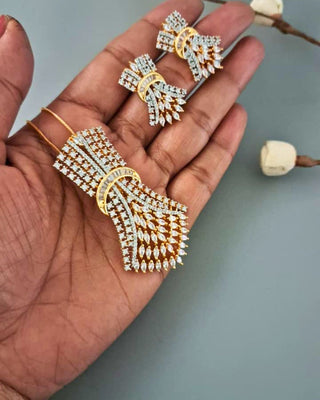 Vaanya Elegance Pendant Set - AD Pendant Set | Full Set View | Buy Online India | Zevarly