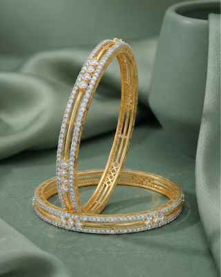 Vandana AD Bangles Set - AD Bangles | Side Angle View | Buy Online India | Zevarly
