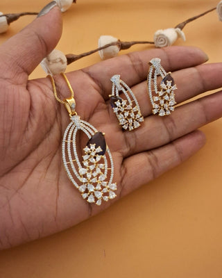 Zevarly Vedahi Gold-Tone Florid Pendant Set