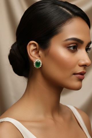 Zevarly Shivani Elegance Green Ad Studs