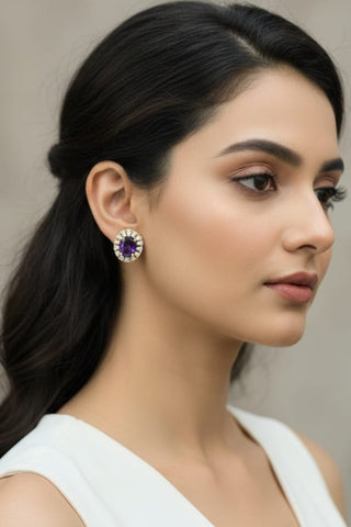 Zevarly Shivani Elegance Purple Ad Studs