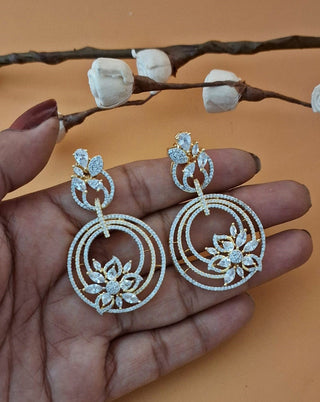 Zevarly Lunar Grace AD floral Earrings