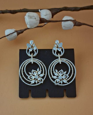 Zevarly Lunar Grace AD floral Earrings